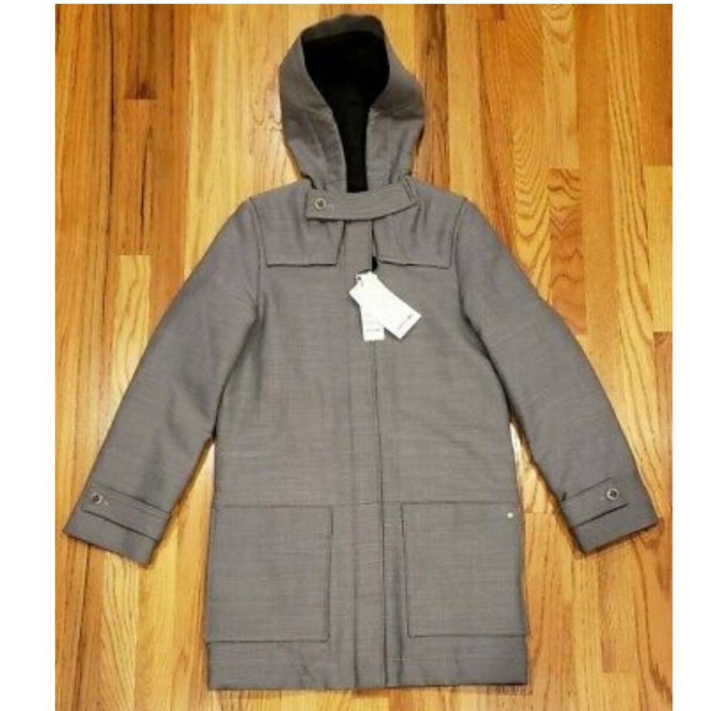 Lacoste Women’s Wool Blend Hooded Gray Coat NWT!